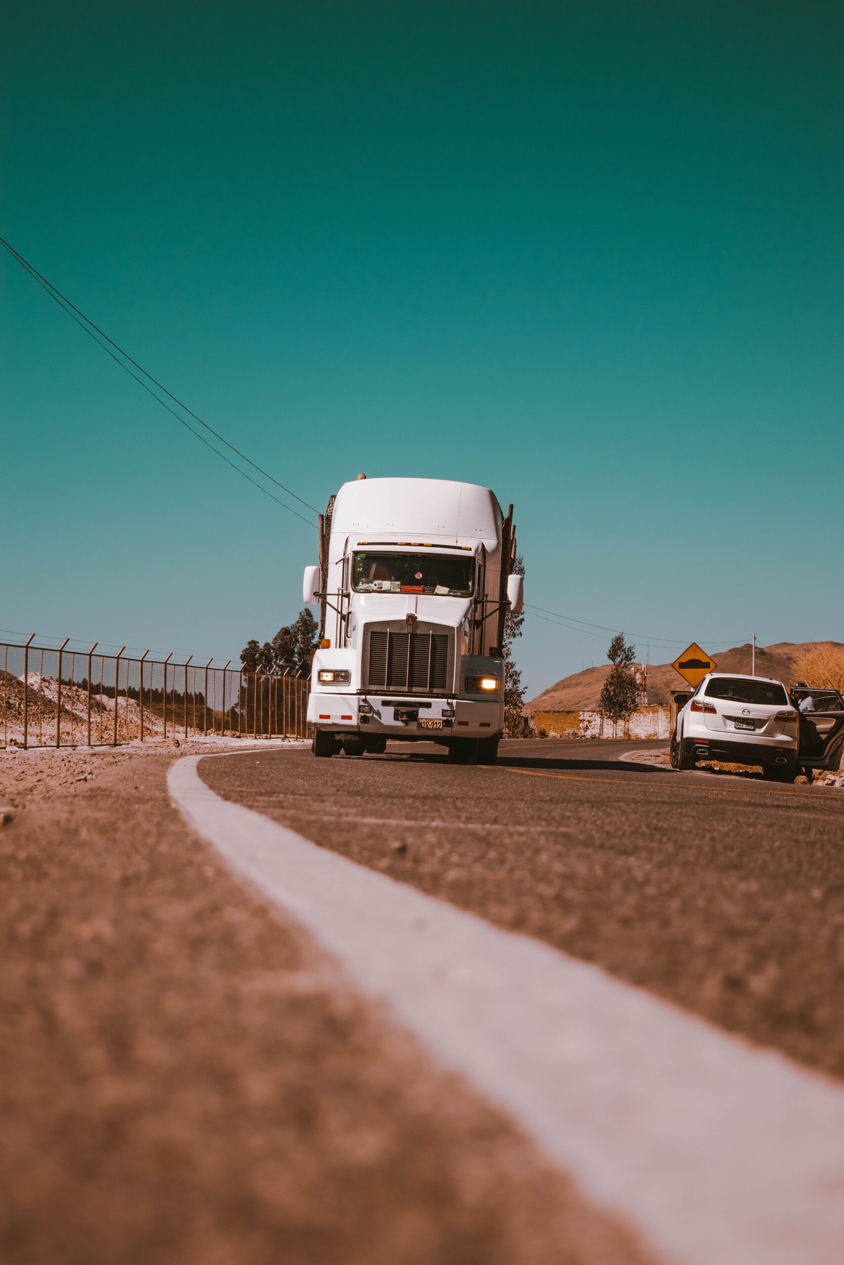 A truck on the highway